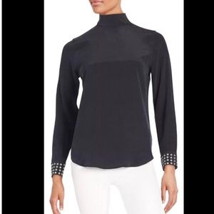 Equipment Femme Curtis Mockneck blouse, size large 100% silk
